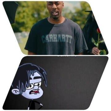Man Outdoors and Cartoon Character