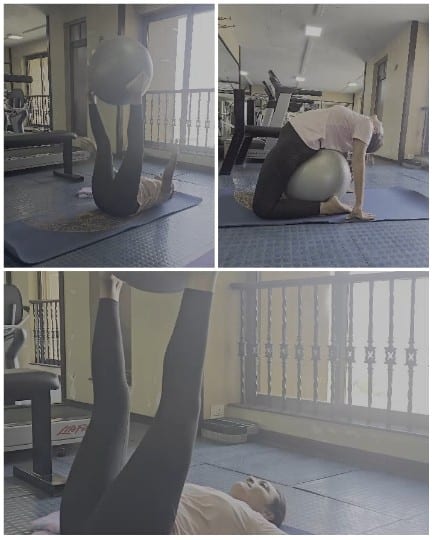 Stretching with Exercise Ball