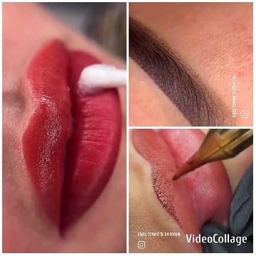 Makeup Application on Lips and Eyebrows