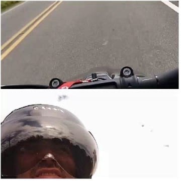 Motorcyclist Perspective With Helmet Reflection