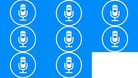 Microphone Icons on Blue Background