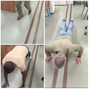 Indoor Exercise on Striped Floor