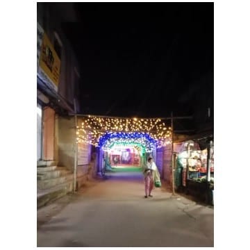 Street Scene with Decorative Lights