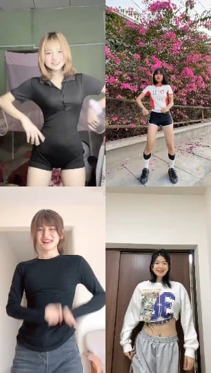 Young Women Posing and Dancing