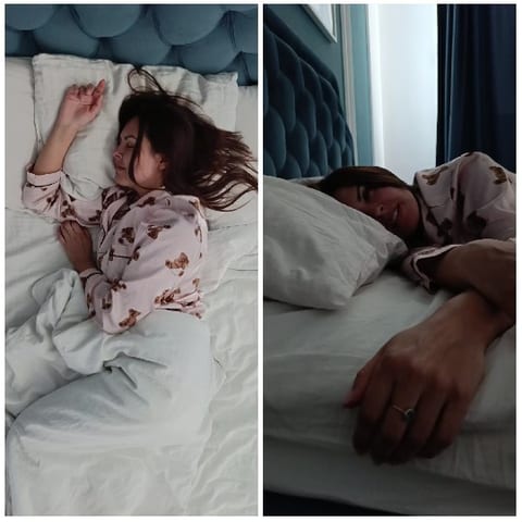 Person Sleeping in Cat Pajamas