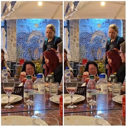 Dinner Gathering with Ocean Mural