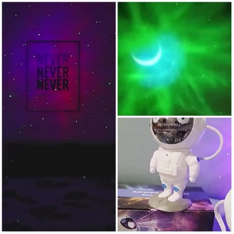 Glowing Sign and Astronaut Figurine