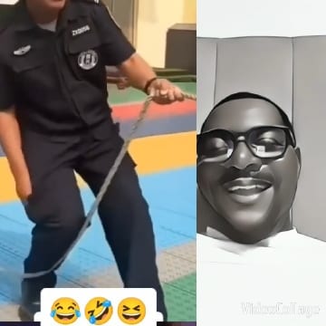 Person in Uniform and Cartoon Smiley