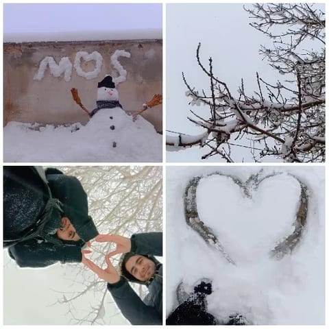 Snowman and Heart Shapes in Snow