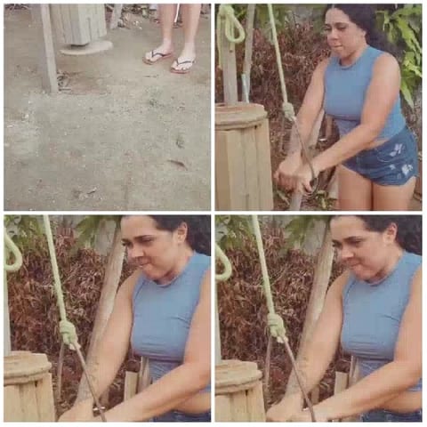 Woman Operating Lever Outdoors