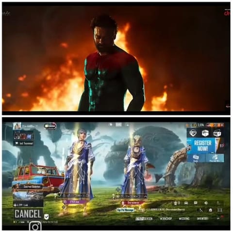 Person by Flames and Game Interface