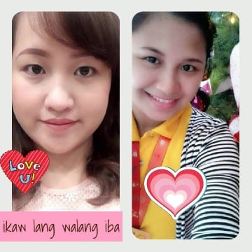 Two People with Heart Stickers