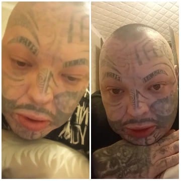 Bald Person with Extensive Tattoos