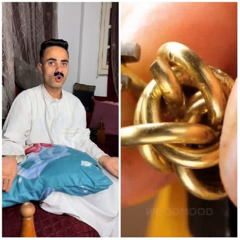 Person with Mustache and Tangled Chain