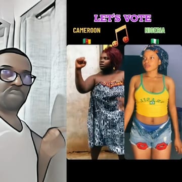Cartoon and Women Posing for Vote