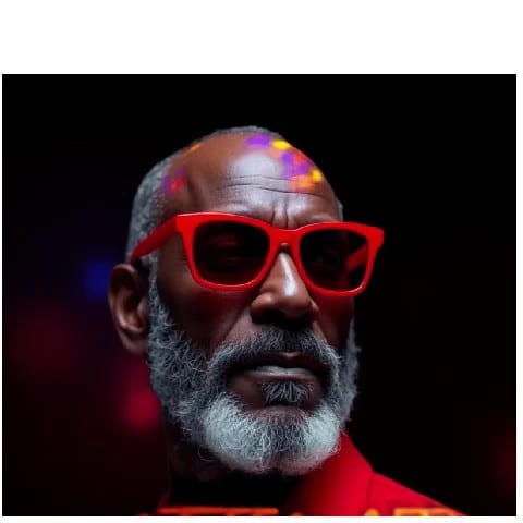 Bearded Man with Colorful Lights