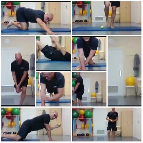 Exercise on Blue Mat with Tennis Ball