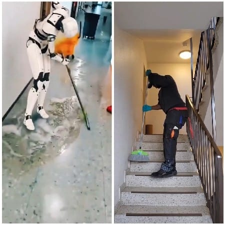 Robot Mopping and Person Cleaning