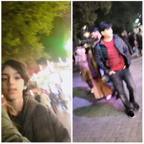 Urban Walk and Red Shirt