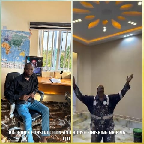 Man in Office Chair and Worker Gesturing