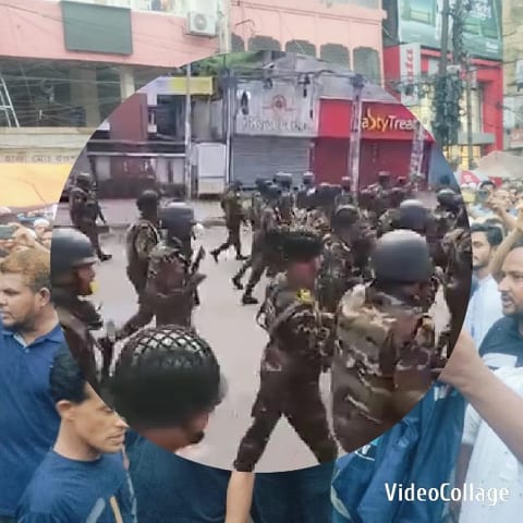 Marching Personnel in Public Area