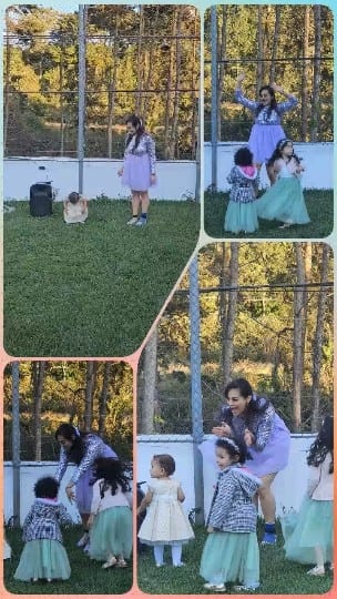 Outdoor Playtime with Woman and Children