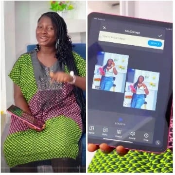 Person Smiling with Tablet Display