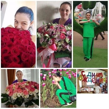 People Enjoying Flowers