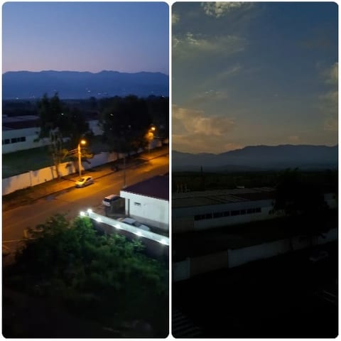 Evening Landscape with Road and Lights