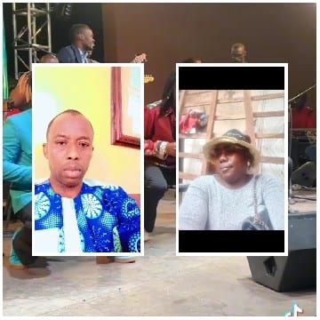 Man in Blue Shirt and Stage Scene