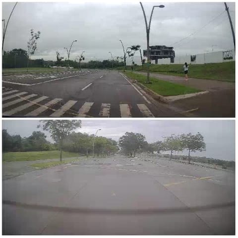 Road Intersection and Tree Lined Path