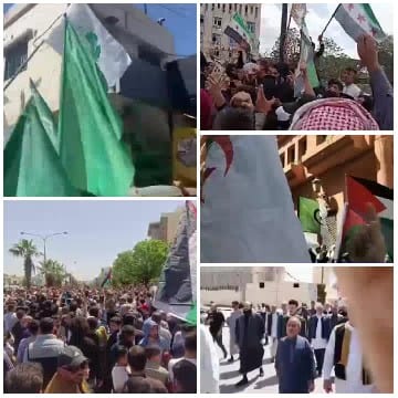 People Marching with Flags Outdoors