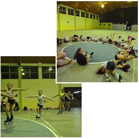 Group Practicing Roller Skating Routine