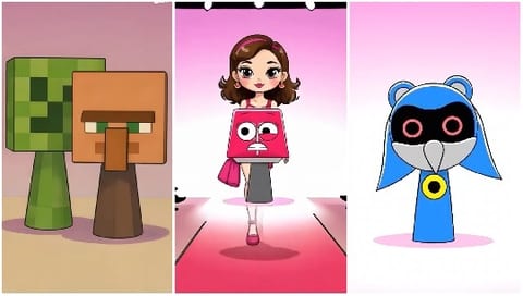 Blocky Characters and Cartoonish Figure