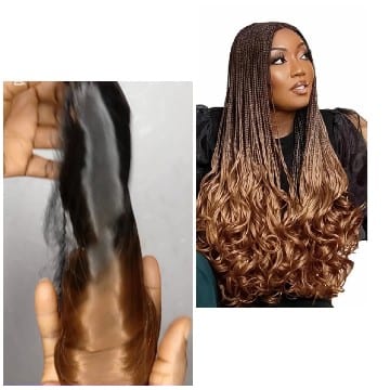Hand Holding Hair Bundle and Model