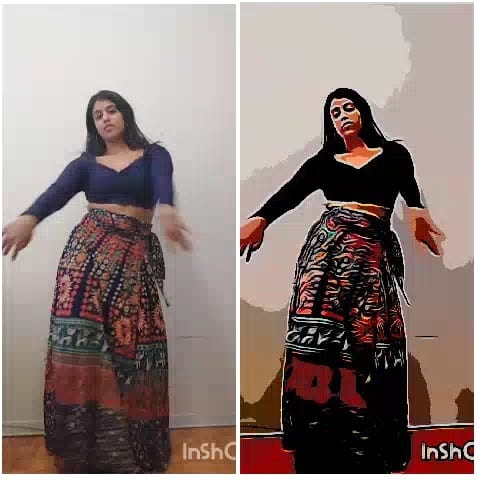 Stylized Pose with Colorful Skirt