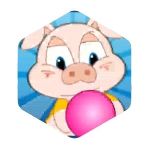 Cartoon Pig with Pink Balloon