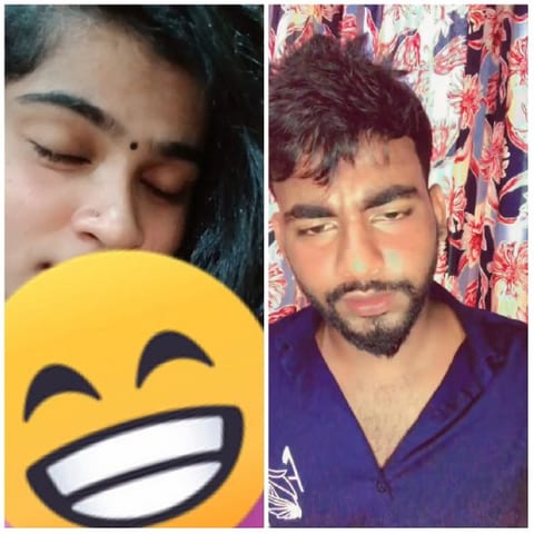 Person with Emoji and Floral Background