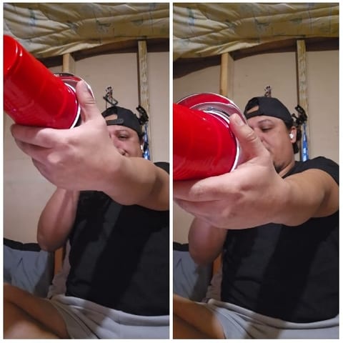 Indoor Seated with Red Cups