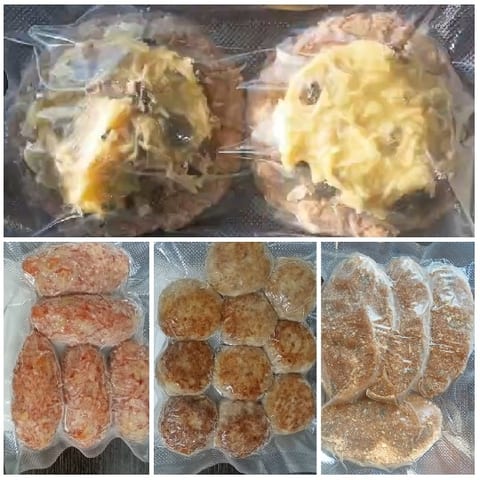 Vacuum-Sealed Food Packages Displayed