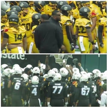Football Teams in Pre-Game Huddle
