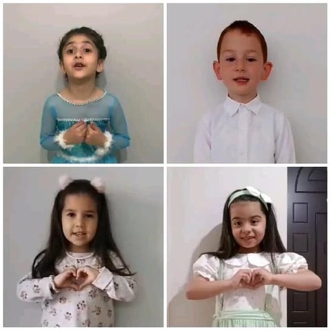 Children Posing in Four Sections