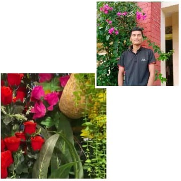 Person with Flowers and Close-Up