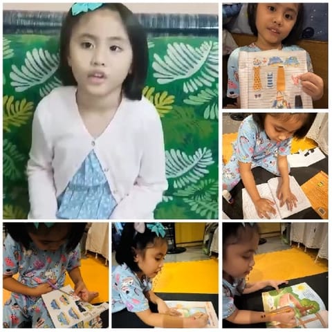 Young Girl Interacting with Books