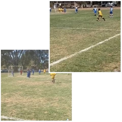 Soccer Game on Grassy Field