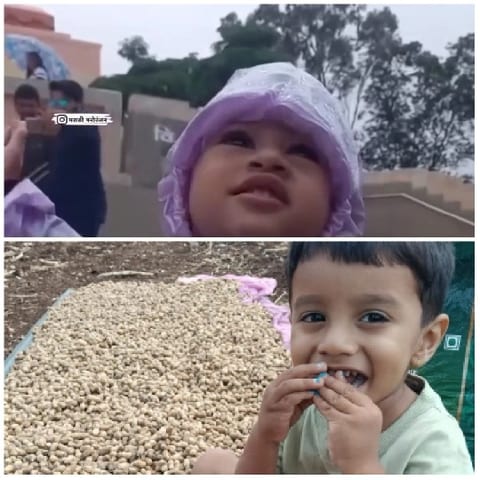 Child in Raincoat and Peanuts