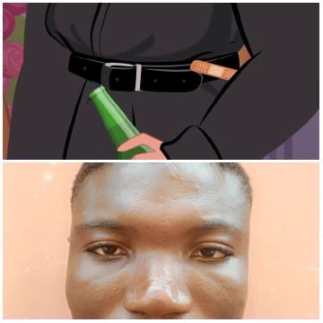 Person with Green Bottle Illustration