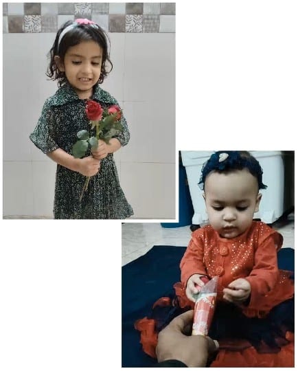 Girl with Roses and Baby with Gift