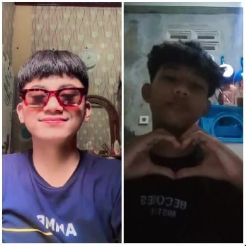 Smiling Youths and Heart Gesture