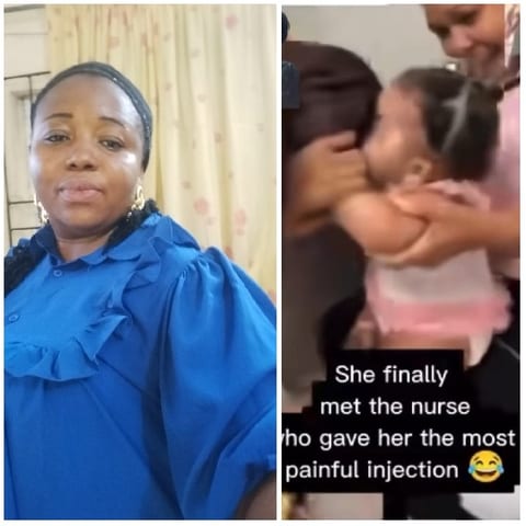 Woman in Blue Shirt and Child